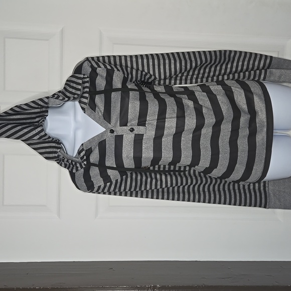Striped Gothic Y2k-style Women's Hoodie Top - Picture 3 of 4